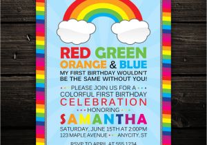Color theme Party Invitation Wording Radiant Rainbow Printable Baby Shower or Birthday
