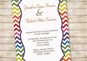 Color theme Party Invitation Wording Rainbow Colors Chevron Wedding Invitations Iwi300