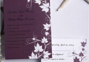 Coloured Wedding Invitations Cheap Retro Plum Maple Flowers Fall Wedding Cards Ewi169