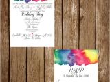 Coloured Wedding Invitations Printable Custom Rainbow Watercolour Rainbow Watercolor