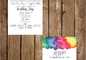Coloured Wedding Invitations Printable Custom Rainbow Watercolour Rainbow Watercolor