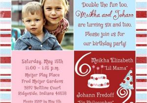 Combined Birthday Party Invitation Wording Boy and Girl Combined Birthday Invitations Sibling