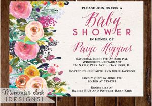 Come and Go Baby Shower Invitations Baby Shower Invitation Watercolor Flowers Invitation