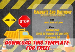 Construction Birthday Invitation Template Free Printable Construction Vehicles Birthday Invitation