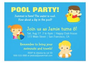 Cool Pool Party Invitation Ideas Cool Blue Summer Birthday Pool Party Invitations 4 5 Quot X 6