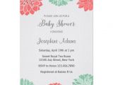 Coral and Mint Baby Shower Invitations Mint and Coral Dahlia Baby Shower Invitation