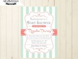 Coral and Mint Baby Shower Invitations Mint Baby Shower Mint and Coral Baby Shower Invitation Coral