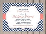 Coral and Navy Bridal Shower Invitations Bridal Shower Invitation Navy and Coral Wedding Shower
