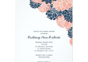 Coral and Navy Bridal Shower Invitations Coral Navy Dahlias Bridal Shower Invites