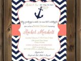 Coral and Navy Bridal Shower Invitations Navy and Coral Wedding Shower Invitations Nautical