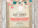 Coral and Teal Baby Shower Invitations Baby Shower Girl Invitation Mason Jar Pink Coral and Teal