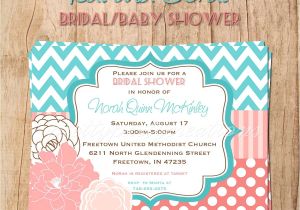 Coral and Teal Baby Shower Invitations Teal and Coral Bridal Baby Shower Invitation You Print