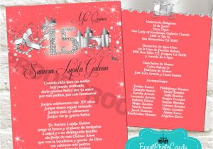 Coral Quinceanera Invitations order Our New Design Coral and Silver Quinceanera