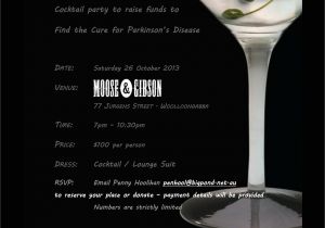 Corporate Cocktail Party Invitation Shaken Not Stirred Cocktail Party In Brisbane to Support