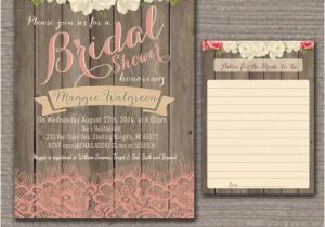 Country Chic Bridal Shower Invitations Garden Rustic Baby Lingerie Bridal Shower Invite Wood Pink