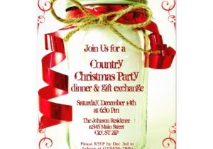 Country Christmas Party Invitations Country Mason Jar Christmas Party Invitations Zazzle