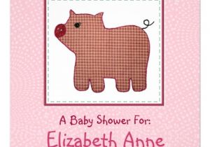 Country Style Baby Shower Invitations Cute Country Style Pink Plaid Pig Baby Shower 5 25" Square