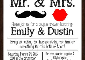 Couples Bridal Shower Invitation Wording Samples Printable Mr Mrs Couples Wedding Shower Invitation Lips
