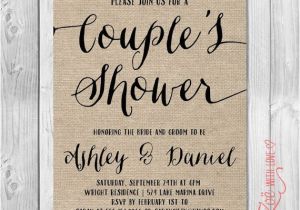 Couples Wedding Shower Invites Rustic Couples Shower Invitation Burlap Printable Shabby