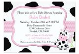 Cow Print Baby Shower Invitations Girl Cow Baby Shower Invitation with Chevron Print