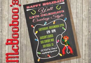 Cowboy Christmas Party Invitations Chalkboard Western Cowboy Christmas Party Invitations by