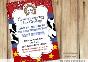 Cowboy themed Baby Shower Invitations Starlite Printables Invitations Stationery Cowboy