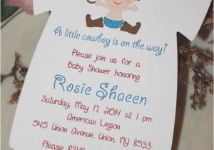 Cowboy themed Baby Shower Invites Cowboy themed Baby Shower Esie Invitation Baby Cowboy