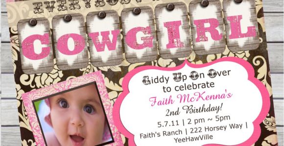 Cowgirl 1st Birthday Invitations Cowgirl Birthday Invitation 1st Birthday or by