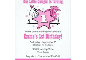 Cowgirl 1st Birthday Invitations Little Cowgirl 1st Birthday Party Invitation Zazzle