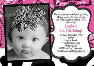 Cowgirl 1st Birthday Invitations Little Cowgirl Birthday Invitation Pink by
