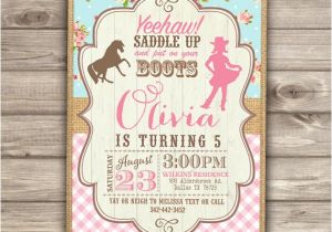 Cowgirl Birthday Invitations Templates Horse Cowgirl Invitation Template Birthday Rustic Printable