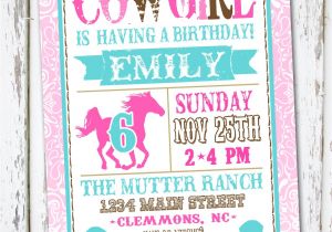 Cowgirl Birthday Invitations Templates Western Cowgirl Birthday Invitation