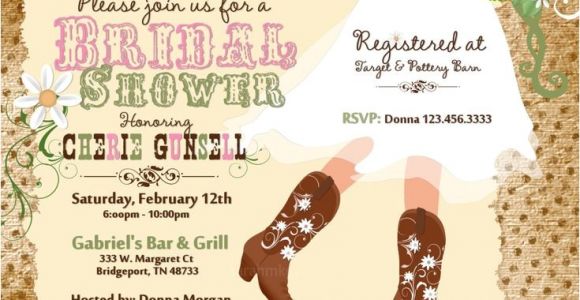 Cowgirl Bridal Shower Invitations Cowboy Boot 39 S Bridal Shower Printable Invitation Western