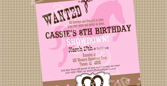 Cowgirl Party Invitation Wording Cowgirl Birthday Party Printable Invite Printable by