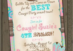 Cowgirl Party Invitation Wording Cowgirl Invitation Cowgirl Birthday Party Invitation