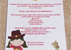 Cowgirl Party Invitation Wording Western Party Invitations Wording