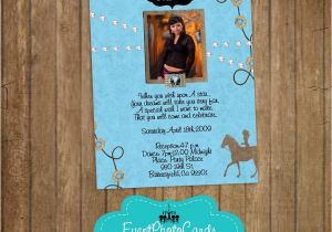 Cowgirl Quinceanera Invitations Blue Western Cowgirl Quinceanera Photo Invitations Sweet