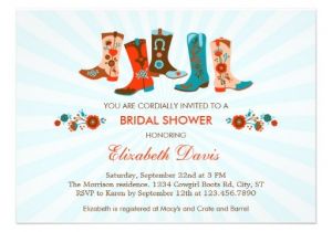 Cowgirl themed Bridal Shower Invitations Cowgirl Boots Bridal Shower Invitation 5" X 7" Invitation