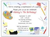 Craft Birthday Party Invitations Arts and Crafts Birthday Party Invitations Arts and