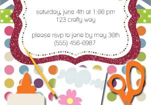 Craft Birthday Party Invitations Party Box Design Arts and Crafts Birthday Party
