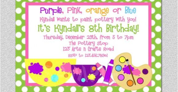 Craft Party Invitation Template Arts and Crafts Birthday Party Invitation Art Birthday