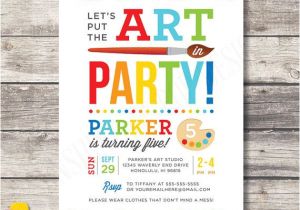 Craft Party Invitation Template Printable Art Party Invitation Rainbow Paint Party