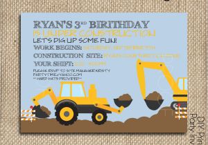 Crane Party Invitations Construction Back Hoe Digger Crane Birthday Party