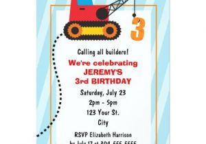 Crane Party Invitations Construction Crane 3rd Birthday Personalized Announcements