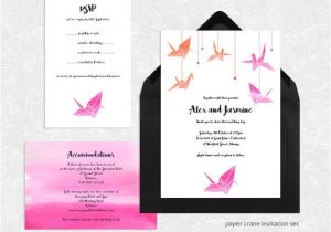 Cranes Wedding Invitations origami Paper Crane Wedding Invitation Suite Printable File