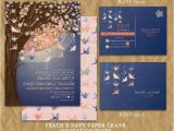 Cranes Wedding Invitations Paper Crane Wedding Invitation Peach and Navy
