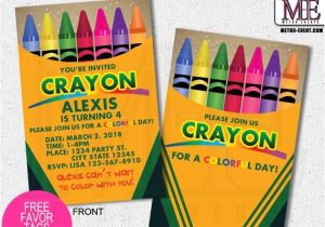 Crayola themed Party Invitations Crayola Crayon Birthday Invitation Crayon Invite Crayon