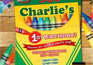 Crayola themed Party Invitations Crayon Birthday Invitation Crayon Party Invitation Crayola