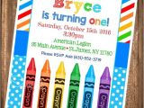 Crayola themed Party Invitations Crayon Birthday Invitation Painting Party Birthday