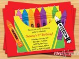 Crayola themed Party Invitations Crayon Birthday Party Invitation for Kids